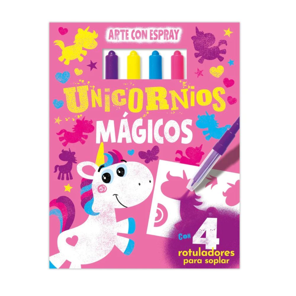 Potencia la destreza de los niños con nuestra colorida Peonza metálica Granja. Disponible en 2 modelos, con animales de granja giratorios y pomo de plástico. (8) Nuestro bloc de colorear Arte con espray - Unicornios Mágicos ofrece una experiencia única al combinar la diversión de pintar con la emoción de usar un spray sin ensuciarte las manos. Además, es perfecto para estimular la creatividad en niños y adultos, siendo el compañero ideal para cualquier situación, desde viajes largos hasta momentos de ocio en casa.