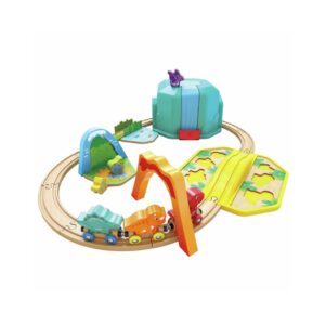 Equipo de tren de dinosaurios con cubo