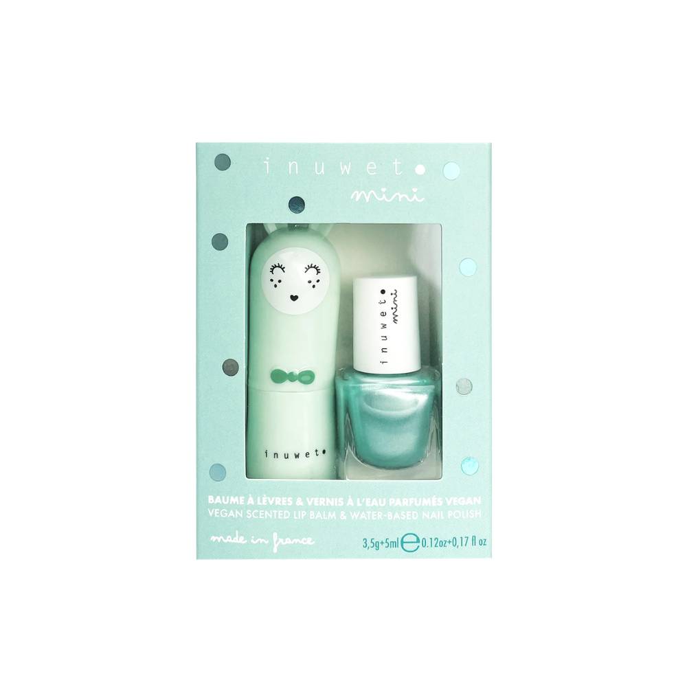 Dúo Infantil Inuwet – Bálsamo + Esmalte Turquesa con Aroma a Manzana Dúo Infantil Inuwet – Bálsamo + Esmalte Turquesa con Aroma a Manzana - Imagen 1