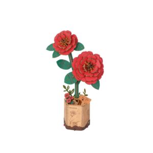 Flor de madera Camelia Roja (1)