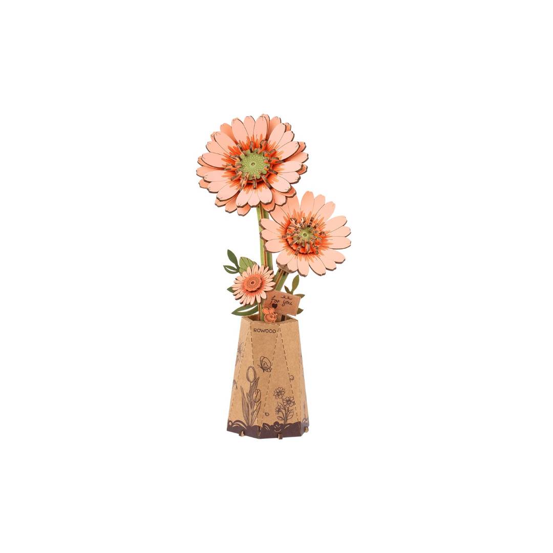 Flor de madera Light Orange Gerbera Flor de madera Light Orange Gerbera